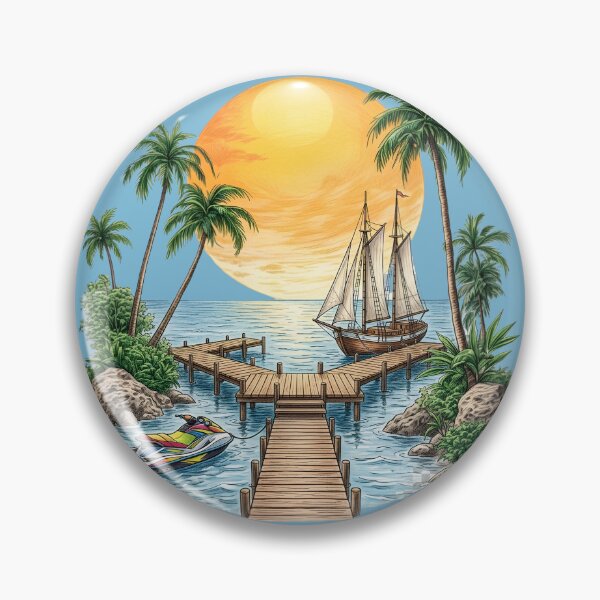 Item preview, Tropical Sunset Pier & Sailboat Paradise designed and sold by digitalbob60.