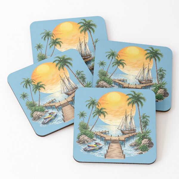 Item preview, Tropical Sunset Pier & Sailboat Paradise designed and sold by digitalbob60.