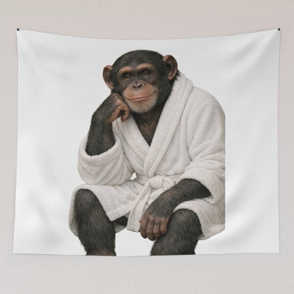 Item preview, Relaxing Bathrobe Chimpanzee designed and sold by Sillytoe.