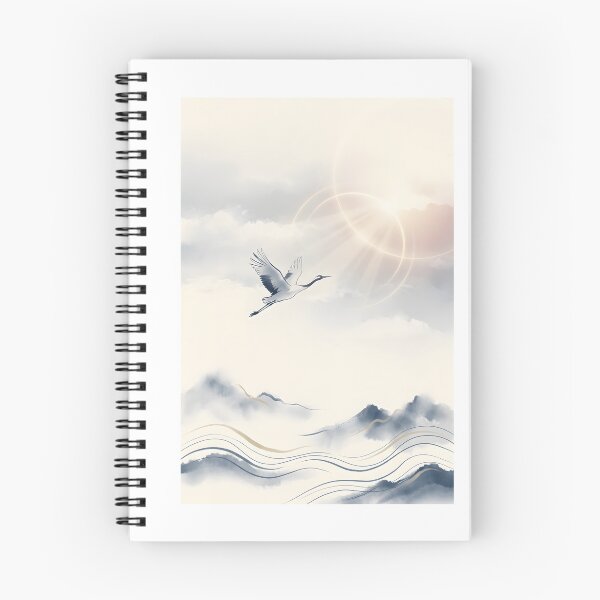 Item preview, Japanese Crane Art Poster Ethereal Wabi Sabi Minimalist Sky Bird Print designed and sold by Wagara-J.