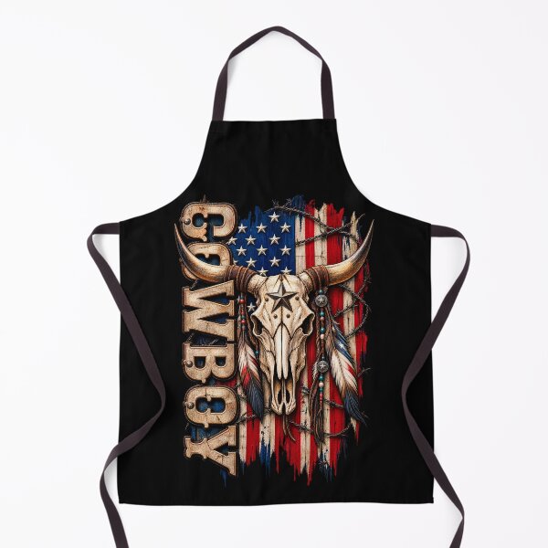 Item preview, American Flag Longhorn Skull Cowboy designed and sold by RawEdgeStudios.