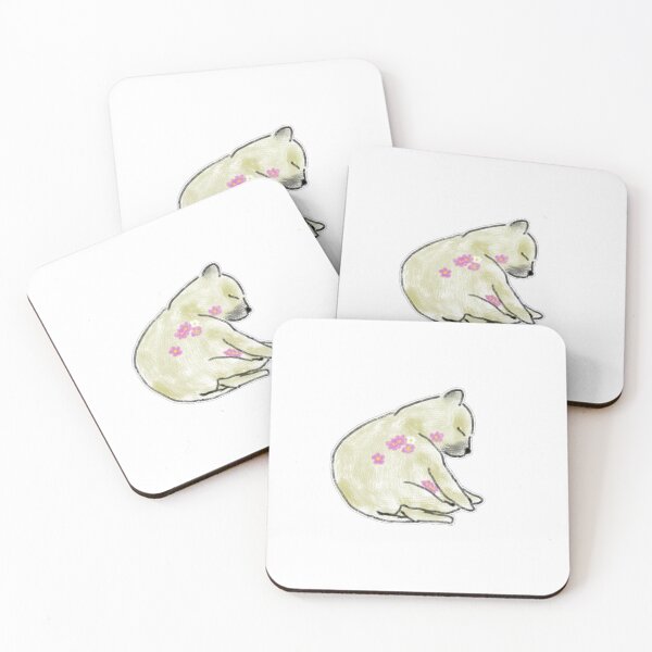 Item preview, Sleeping Bear with Floral Accents Colored Pencil Illustration designed and sold by raun.draw.