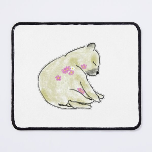 Item preview, Sleeping Bear with Floral Accents Colored Pencil Illustration designed and sold by raun.draw.
