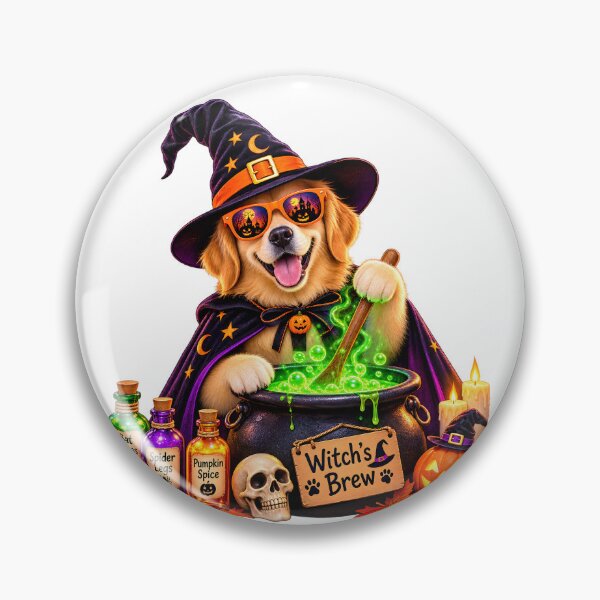 Item preview, Funny Witch Dog Brewing Halloween Potion designed and sold by TinyWeird.