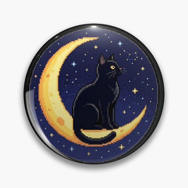 Item preview, Black Cat on Crescent Moon Pixel Art – Celestial Night Sky designed and sold by CaseDiary.