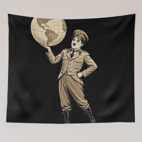 Item preview, Satirical Dictator Holding Globe In Hand Illustration designed and sold by Surviving Monday Club.