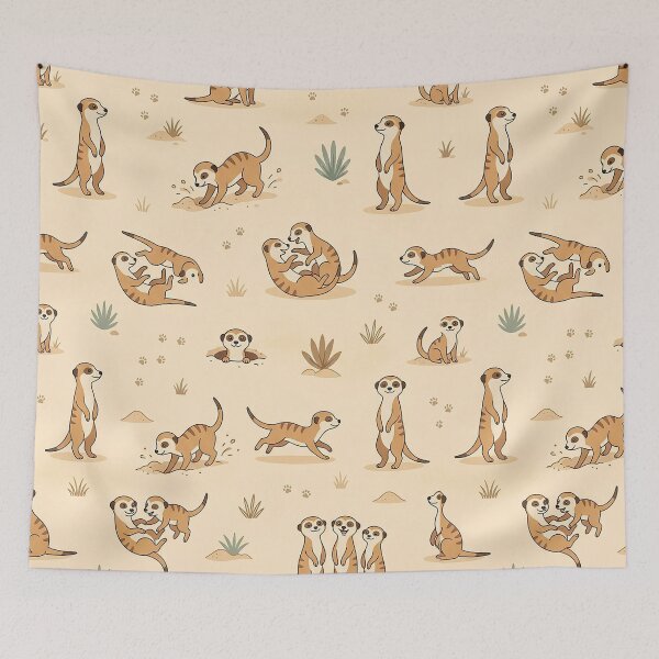 Item preview, Playful Meerkat Desert Seamless Pattern Design by MNS designed and sold by ashenlocs.