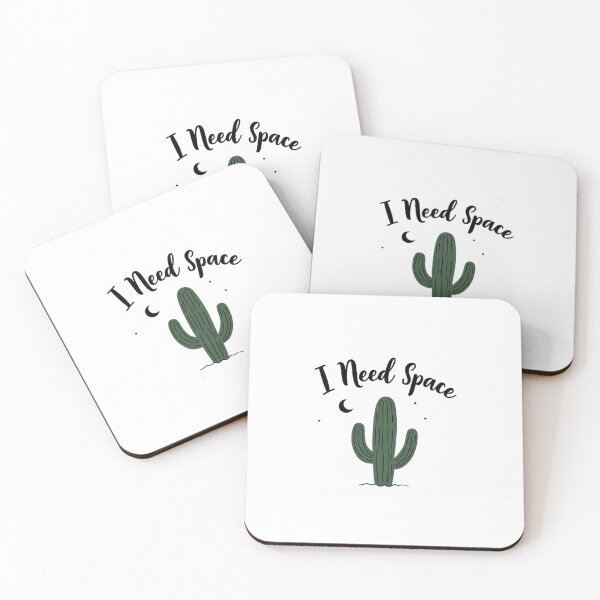 Item preview, Minimalist line art cactus with moon and I Need Space text designed and sold by Prints by Mat.