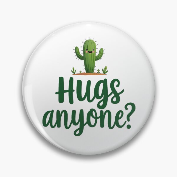 Item preview, Cute potted cactus with Hugs anyone? text designed and sold by Prints by Mat.