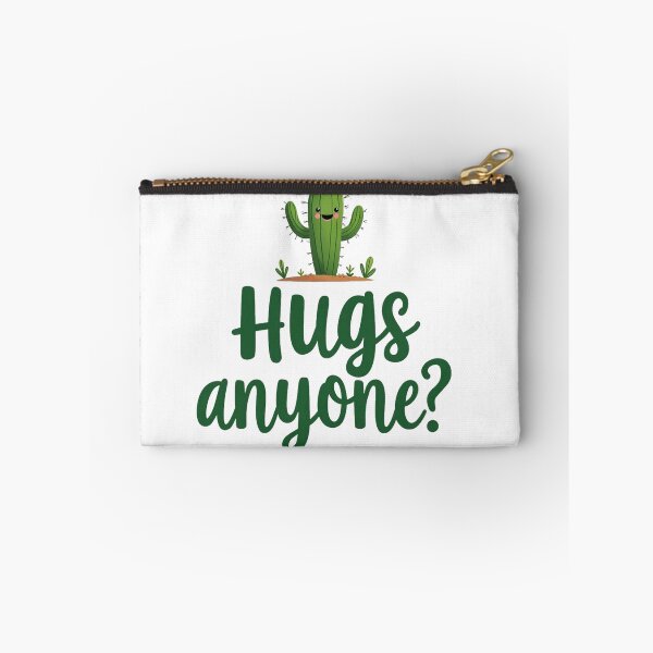 Item preview, Cute potted cactus with Hugs anyone? text designed and sold by Prints by Mat.