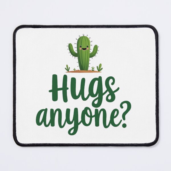 Item preview, Cute potted cactus with Hugs anyone? text designed and sold by Prints by Mat.