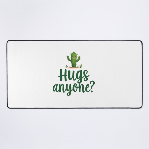 Item preview, Cute potted cactus with Hugs anyone? text designed and sold by Prints by Mat.