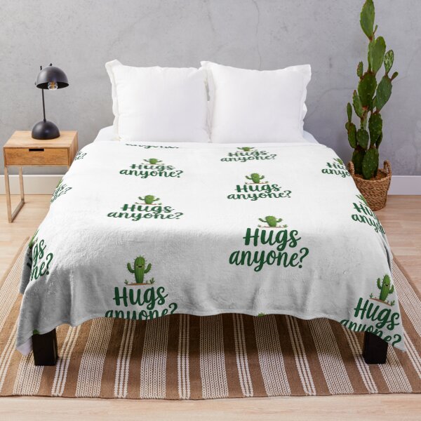 Item preview, Cute potted cactus with Hugs anyone? text designed and sold by Prints by Mat.