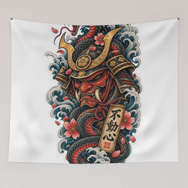 Item preview, Japanese Irezumi Snake & Oni Samurai Tattoo designed and sold by TeikunShop.