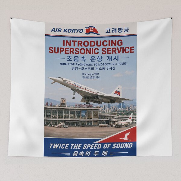 Item preview, Air Koryo North Korea Supersonic Service 1991 – Pyongyang to Moscow Retro Travel Poster designed and sold by RetroAviation.