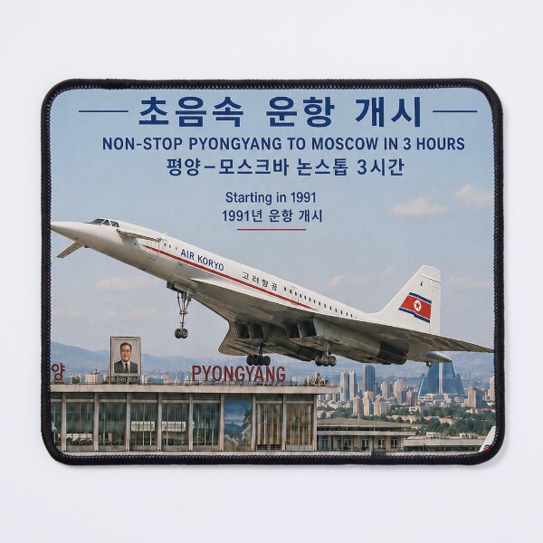 Item preview, Air Koryo North Korea Supersonic Service 1991 – Pyongyang to Moscow Retro Travel Poster designed and sold by RetroAviation.