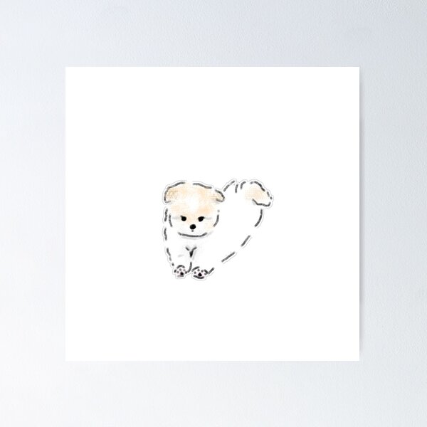 Item preview, Fluffy Pomeranian Puppy Sketch in Soft Pastel designed and sold by raun.draw.