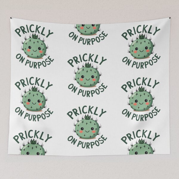 Item preview, Cute round cactus with Prickly On Purpose text designed and sold by Prints by Mat.