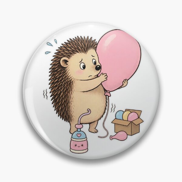 Item preview, Cute Anxious Hedgehog Hugging Pink Balloon - Kawaii Pastel Party designed and sold by Ala'Salem| Cute Characters, Real Moods.