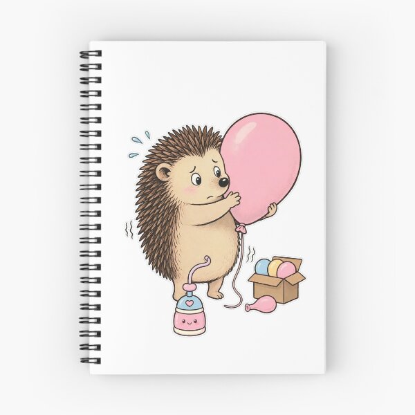 Item preview, Cute Anxious Hedgehog Hugging Pink Balloon - Kawaii Pastel Party designed and sold by Ala'Salem| Cute Characters, Real Moods.