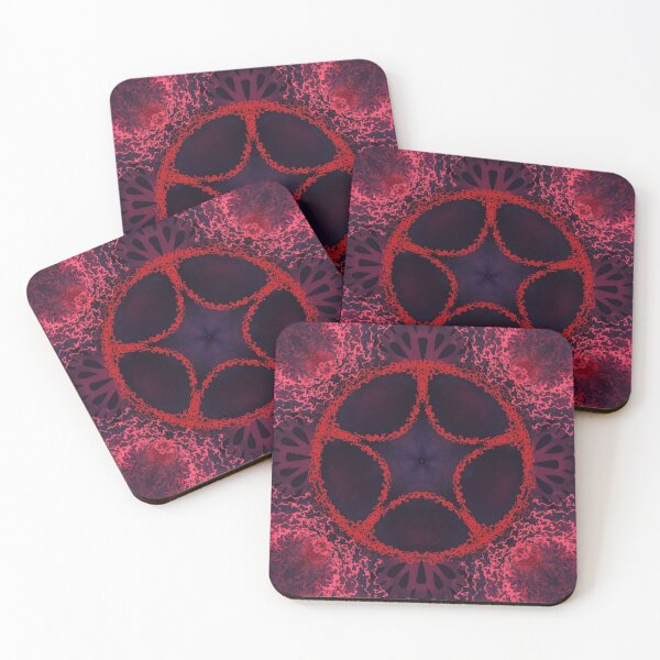 Item preview, red and purple abstract mandala pentagram designed and sold by Thistlegrove.