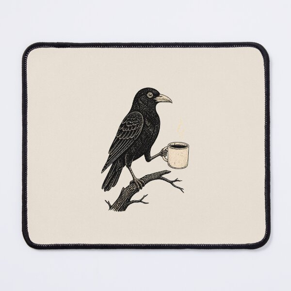 Item preview, Crow Holding Coffee Mug Vintage Linocut Art designed and sold by CG Studio.