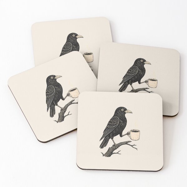 Item preview, Crow Holding Coffee Mug Vintage Linocut Art designed and sold by CG Studio.
