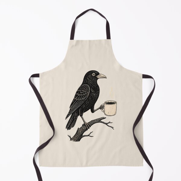 Item preview, Crow Holding Coffee Mug Vintage Linocut Art designed and sold by CG Studio.