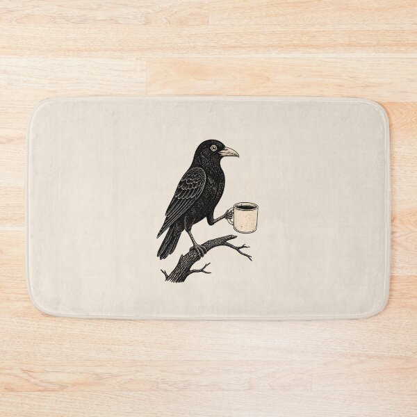 Item preview, Crow Holding Coffee Mug Vintage Linocut Art designed and sold by CG Studio.