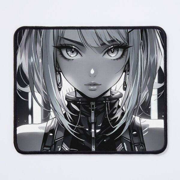 Item preview, Cyberpunk Black and White Anime Girl with Neon Hair and Futuristic Attire designed and sold by RecortShirt.