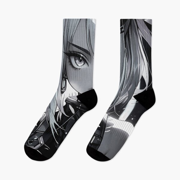 Item preview, Cyberpunk Black and White Anime Girl with Neon Hair and Futuristic Attire designed and sold by RecortShirt.