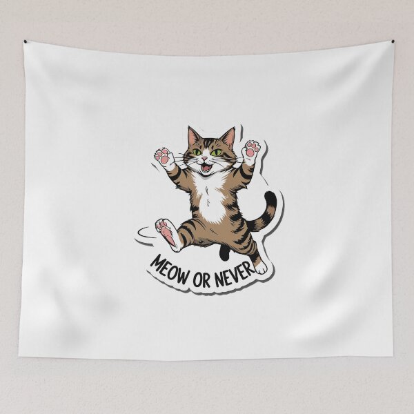 Item preview, Meow or Never Funny Cat Quote | Cat Mom Cat Dad Gift designed and sold by decimalades.