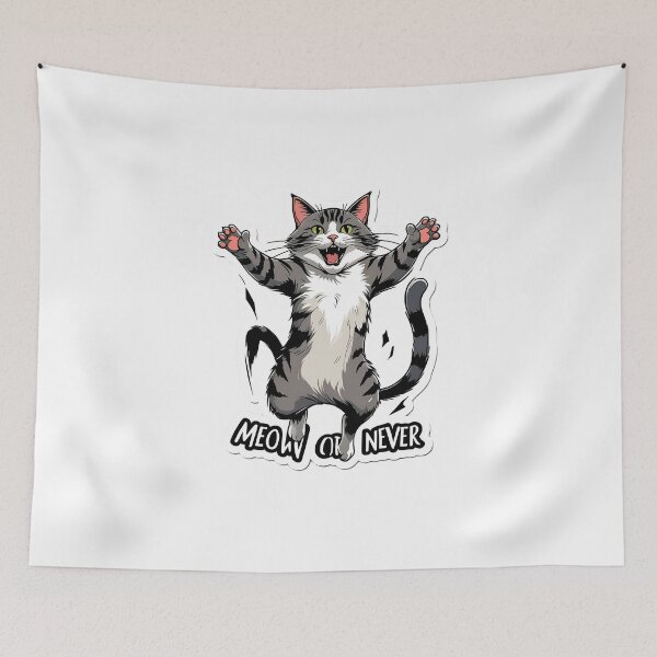 Item preview, Meow or Never Cat Pun | Funny Cat Lover T-Shirt designed and sold by decimalades.