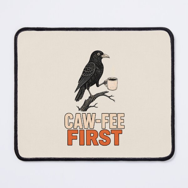 Item preview, Caw-Fee First Crow Coffee Vintage Linocut Art designed and sold by CG Studio.