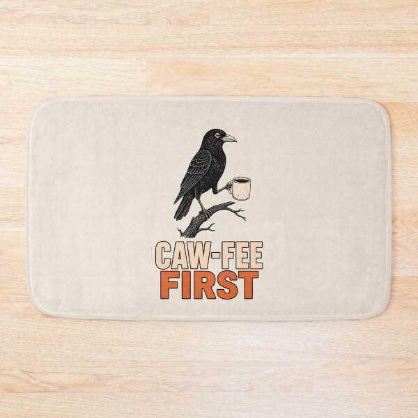 Item preview, Caw-Fee First Crow Coffee Vintage Linocut Art designed and sold by CG Studio.