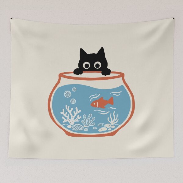 Item preview, Peeking Cat Fishbowl designed and sold by Gkinoki.
