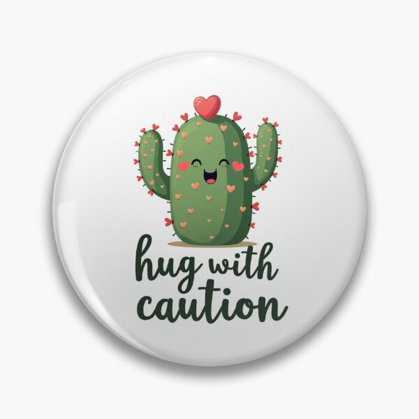 Item preview, Cactus covered in little hearts warning you to hug with caution designed and sold by Prints by Mat.