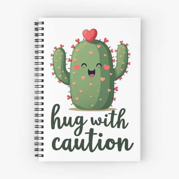 Item preview, Cactus covered in little hearts warning you to hug with caution designed and sold by Prints by Mat.