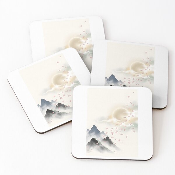 Item preview, Japanese Cherry Blossom Mountain Ink Painting - Spring Sakura Art designed and sold by Wagara-J.