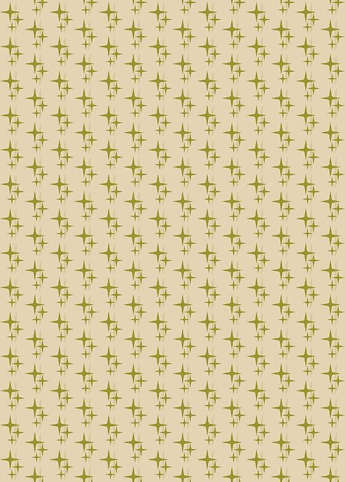 Item preview, Mid Century Modern Atomic Stars and Lines Avocado Green and Beige Pattern designed and sold by kierkegaard.
