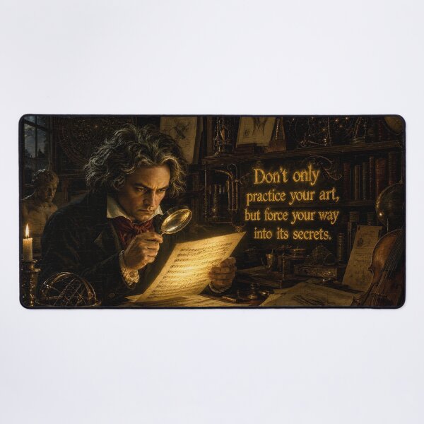 Item preview, Beethoven Quote: Don't only practice your art, but force your way into its secrets - Dark Academia Classical Music Mastery Art designed and sold by DoReMiStudio.