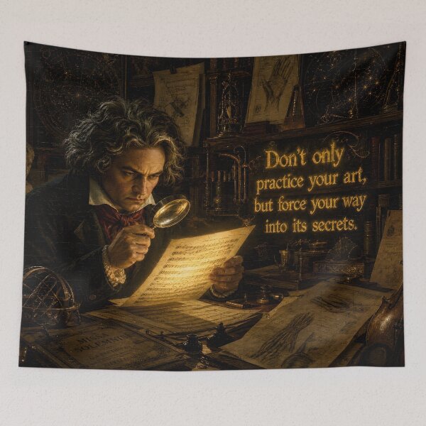 Item preview, Beethoven Quote: Don't only practice your art, but force your way into its secrets - Dark Academia Classical Music Mastery Art designed and sold by DoReMiStudio.