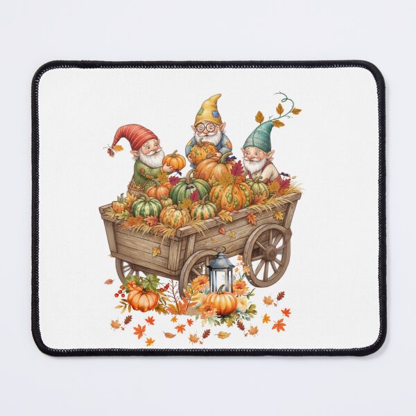 Item preview, Cute Fall Gnomes in Wooden Cart with Pumpkins designed and sold by VibranPalette.