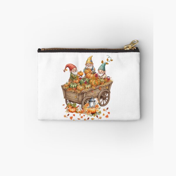 Item preview, Cute Fall Gnomes in Wooden Cart with Pumpkins  designed and sold by VibranPalette.
