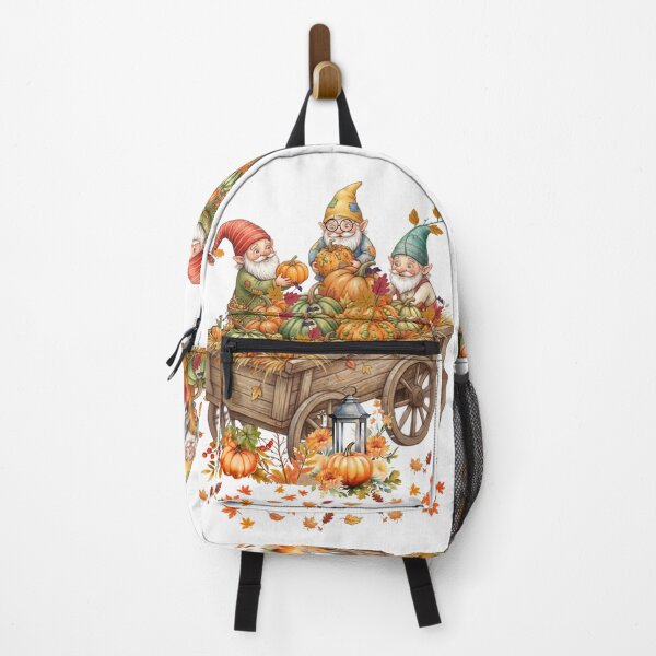 Item preview, Cute Fall Gnomes in Wooden Cart with Pumpkins designed and sold by VibranPalette.