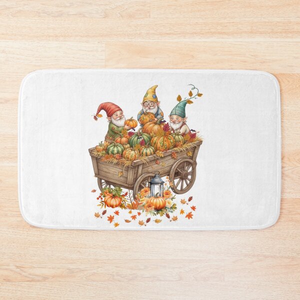 Item preview, Cute Fall Gnomes in Wooden Cart with Pumpkins  designed and sold by VibranPalette.
