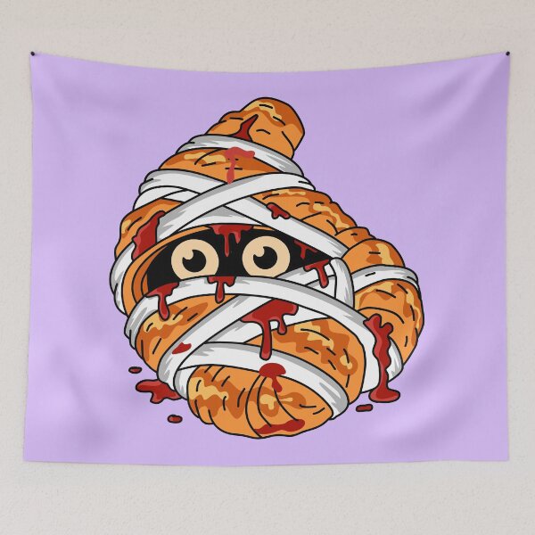 Item preview, Spooky Halloween Mummy Bakery Croissant Pastry with  Strawberry jam Bandages Vector Illustration designed and sold by RS4you.