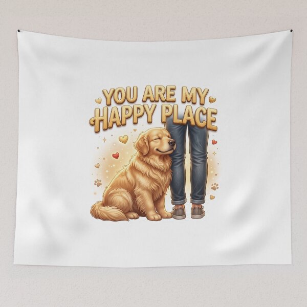 Item preview, Happy Place Golden Retriever Heartwarming Art designed and sold by pradeepvisuals.