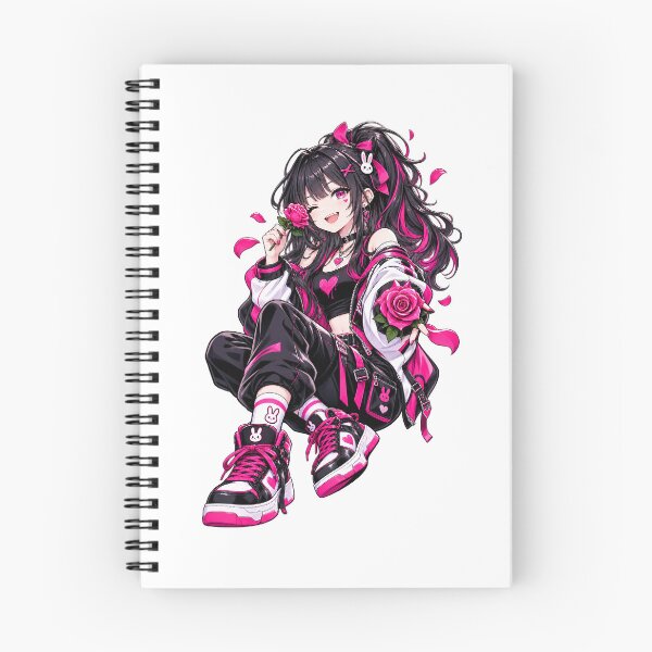 Item preview, anime girl, gothic anime, cyberpunk. kawaii anime, cyber kawaii, punk girl, goth girl, pink aesthetic, neon pink, black and pink, rose girl, roses, flower designed and sold by Elmaliki0.