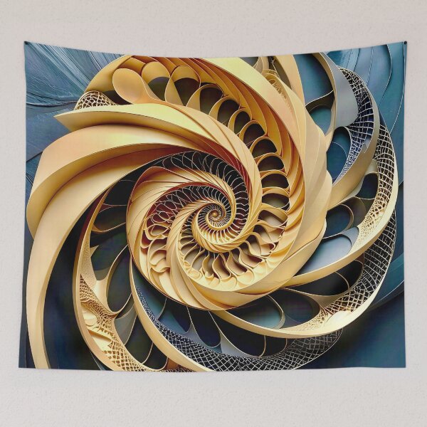 Item preview, Intricate Spiral Pattern Design in Obsidian and Gold designed and sold by Vicky Brago-Mitchell®.